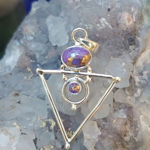 Copper Veined Purple Turquoise, Sterling Pendant